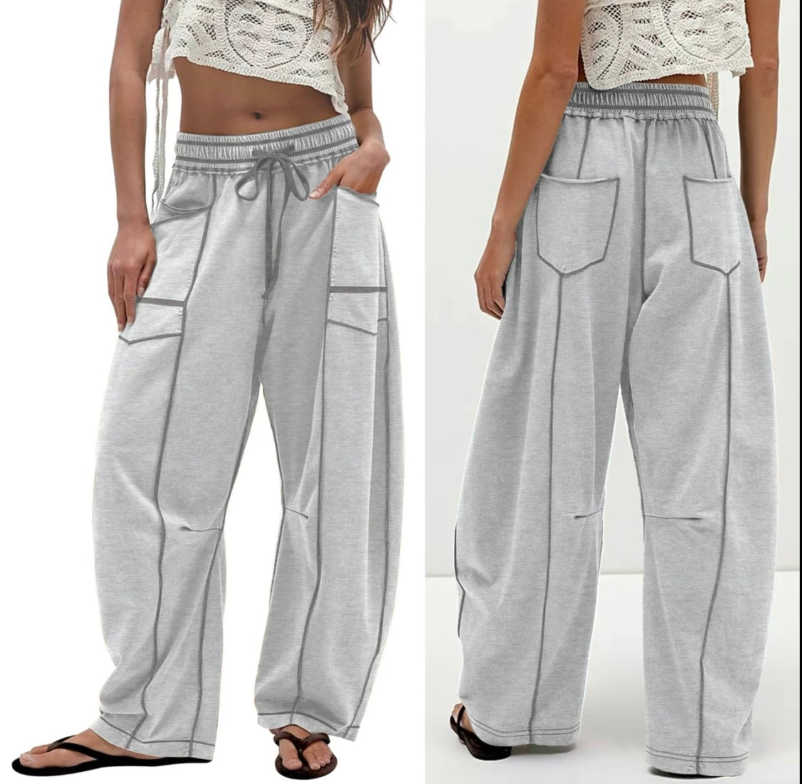 Wide Leg Barrel Lounge Pants