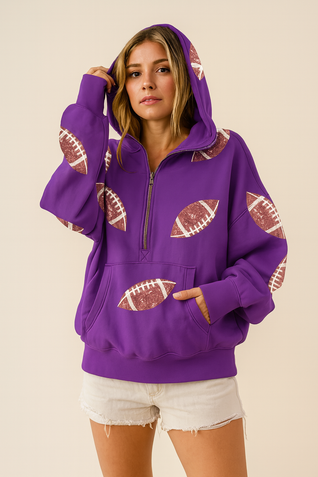 Football Game Day Zip Up Hoodie