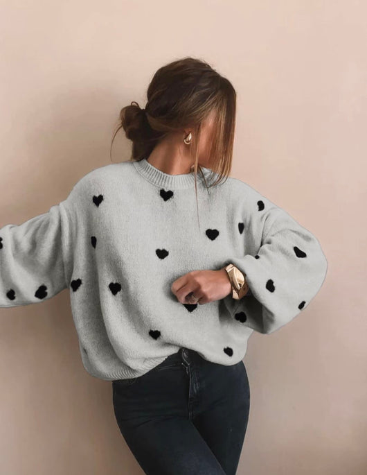 All Over Heart Print Sweater
