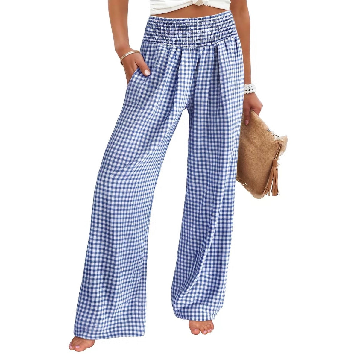 Relaxed Gingham Pants
