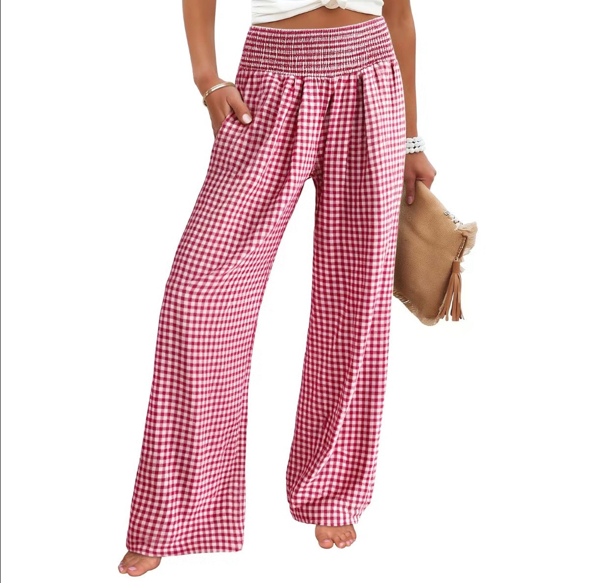 Relaxed Gingham Pants