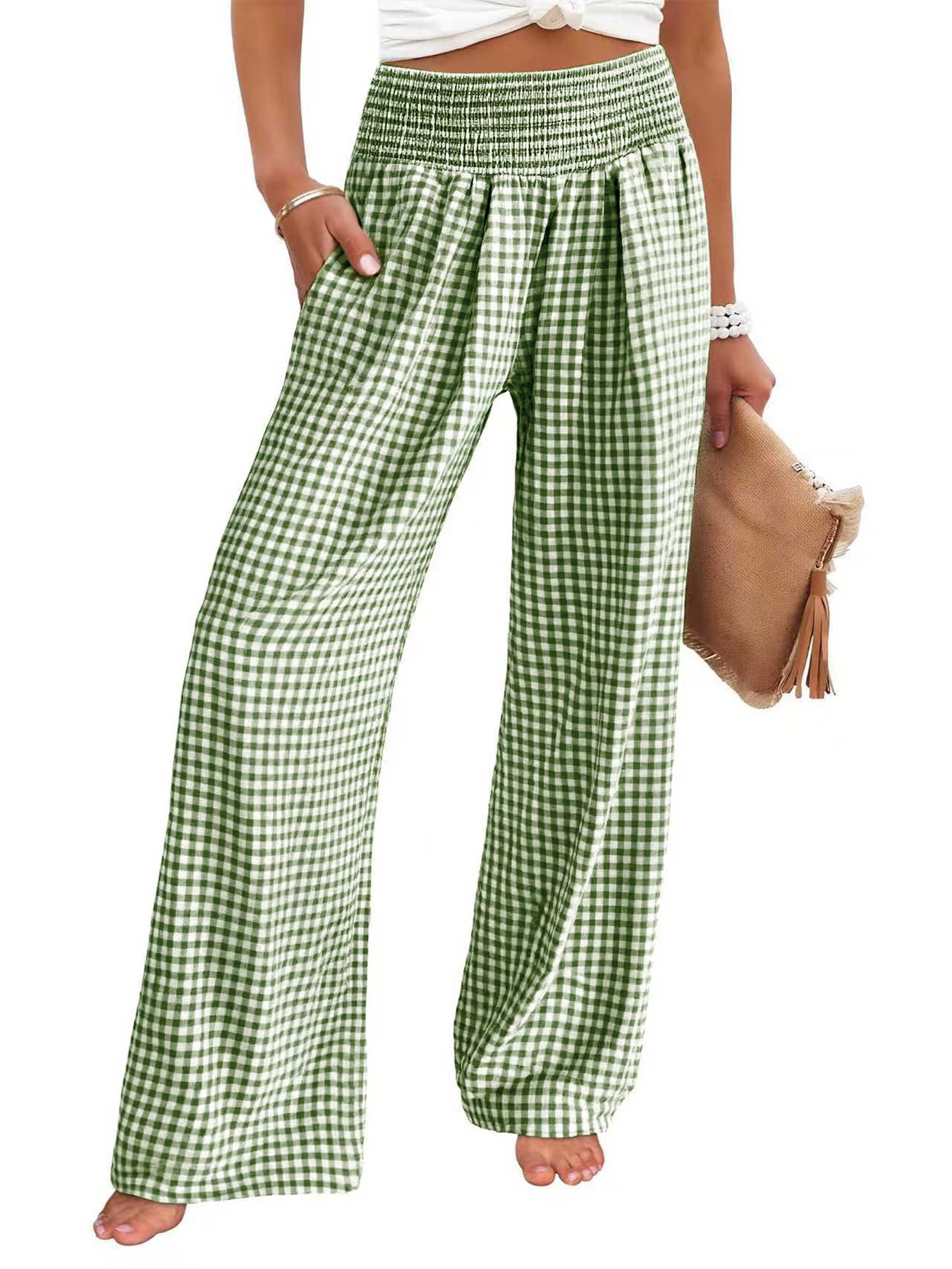 Relaxed Gingham Pants